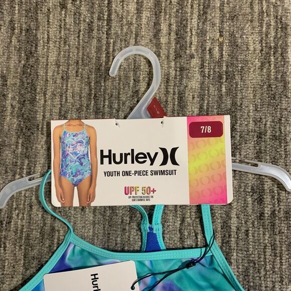 Brand New Hurley Youth 7/8 Aurora Green One Piece UPF 50+ Swimsuit - Picture 2 of 8